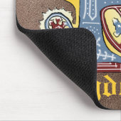 中世の青と赤のツタのライトレターF マウスパッド (コーナー)