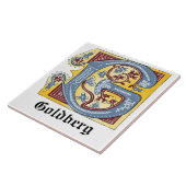 中世の青と赤のツタのライトレターG タイル (側面)