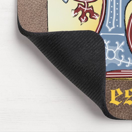 中世の青と赤のツタのライトレターH マウスパッド (コーナー)