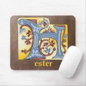 中世の青と赤のツタのライトレターH マウスパッド (マウス)