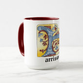 中世の青と赤のツタのライトレターH マグカップ (正面左)