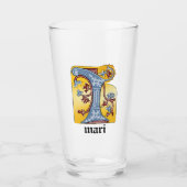 中世の青と赤のツタのライトレターI タンブラーグラス (正面)