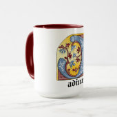 中世の青と赤のツタのライトレターJ マグカップ (正面左)