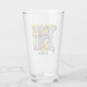 中世の青と赤のツタのライトレターK タンブラーグラス (裏面)