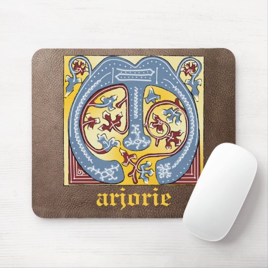 中世の青と赤のツタのライトレターM マウスパッド (マウス)