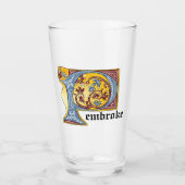 中世の青と赤のツタのライトレターP タンブラーグラス (正面)