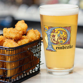 中世の青と赤のツタのライトレターP タンブラーグラス