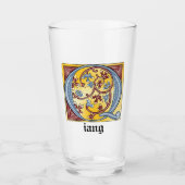 中世の青と赤のツタのライトレターQ タンブラーグラス (正面)