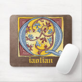 中世の青と赤のツタのライトレターQ マウスパッド (マウス)