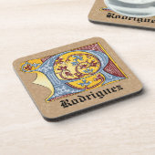 中世の青と赤のツタのライトレターR コースター (左側)