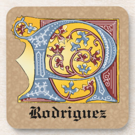 中世の青と赤のツタのライトレターR コースター