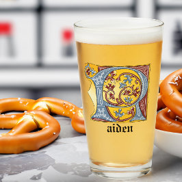 中世の青と赤のツタのライトレターR タンブラーグラス