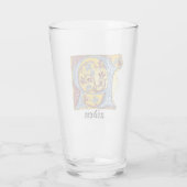 中世の青と赤のツタのライトレターR タンブラーグラス (裏面)