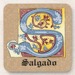 中世の青と赤のツタのライトレターS コースター