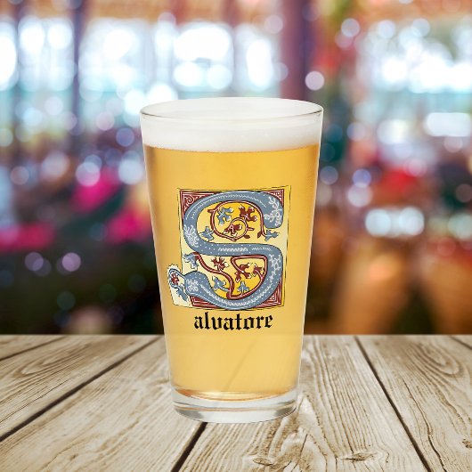 中世の青と赤のツタのライトレターS タンブラーグラス