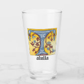 中世の青と赤のツタのライトレターT タンブラーグラス (正面)