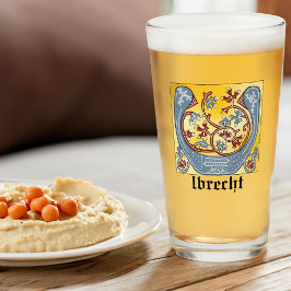 中世の青と赤のツタのライトレターU タンブラーグラス