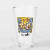 中世の青と赤のツタのライトレターU タンブラーグラス (正面)