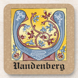 中世の青と赤のツタのライトレターV コースター