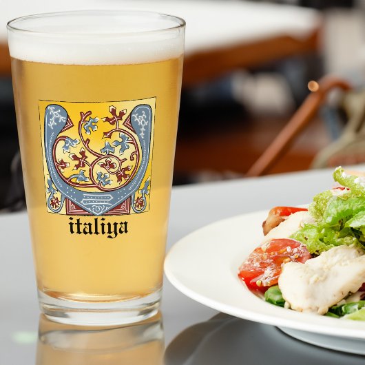 中世の青と赤のツタのライトレターV タンブラーグラス