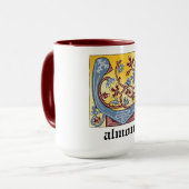 中世の青と赤のツタのライトレターV マグカップ (正面左)