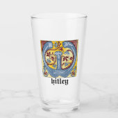 中世の青と赤のツタのライトレターW タンブラーグラス (正面)