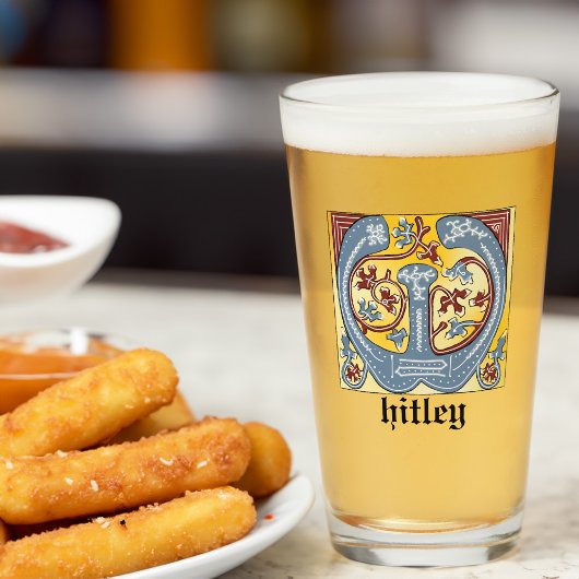 中世の青と赤のツタのライトレターW タンブラーグラス