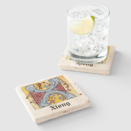 中世の青と赤のツタのライトレターX ストーンコースター