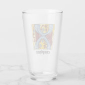 中世の青と赤のツタのライトレターX タンブラーグラス (裏面)