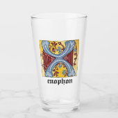 中世の青と赤のツタのライトレターX タンブラーグラス (正面)