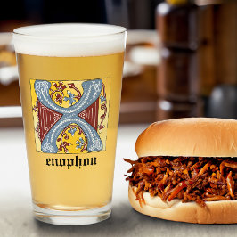 中世の青と赤のツタのライトレターX タンブラーグラス