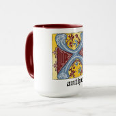 中世の青と赤のツタのライトレターX マグカップ (正面左)