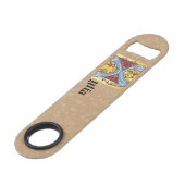 中世の青と赤のツタのライトレターX Ba スピード栓抜き (正面アングル)