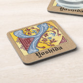 中世の青と赤のツタのライトレターY コースター (左側)