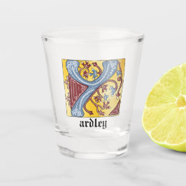 中世の青と赤のツタのライトレターY ショットグラス