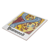 中世の青と赤のツタのライトレターY タイル (側面)