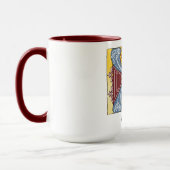 中世の青と赤のツタのライトレターY マグカップ (左)
