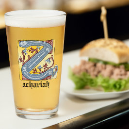 中世の青と赤のツタのライトレターZ タンブラーグラス