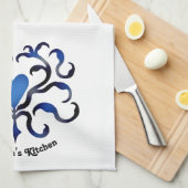 中世の青ハート キッチンタオル (四つ折り)