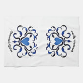 中世の青ハート キッチンタオル (横)