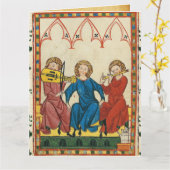 中世の音楽とミュージシャン,ミニチュアアンティーク カード (黄色い花)