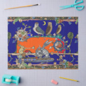 中世の風刺を作る音楽の夜のフクロウ、ウサギ 薄葉紙 (クラフト)