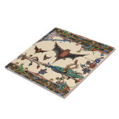 中世の食べ物,飛んでいるこうもり森林動物クリーム タイル (側面)