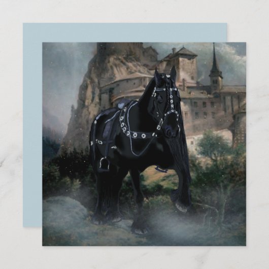 中世の馬 - グリーティングカード (正面/裏面)