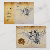 中世の騎士がペガサスの羊飼いに乗り 名刺 (正面/裏面)