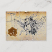 中世の騎士がペガサスの羊飼いに乗り 名刺 (裏面)