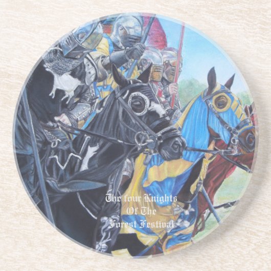 中世の騎士が馬の歴史的な芸術に挑む コースター (正面)