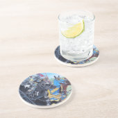 中世の騎士が馬の歴史的な芸術に挑む コースター (側面)