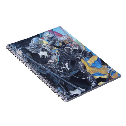 中世の騎士が馬の歴史的な芸術に挑む ノートブック (右側)