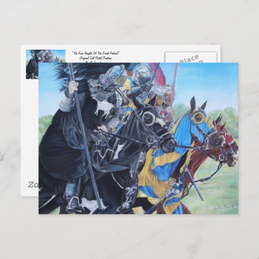 中世の騎士が馬の歴史的な芸術に挑む ポストカード (正面/裏面)